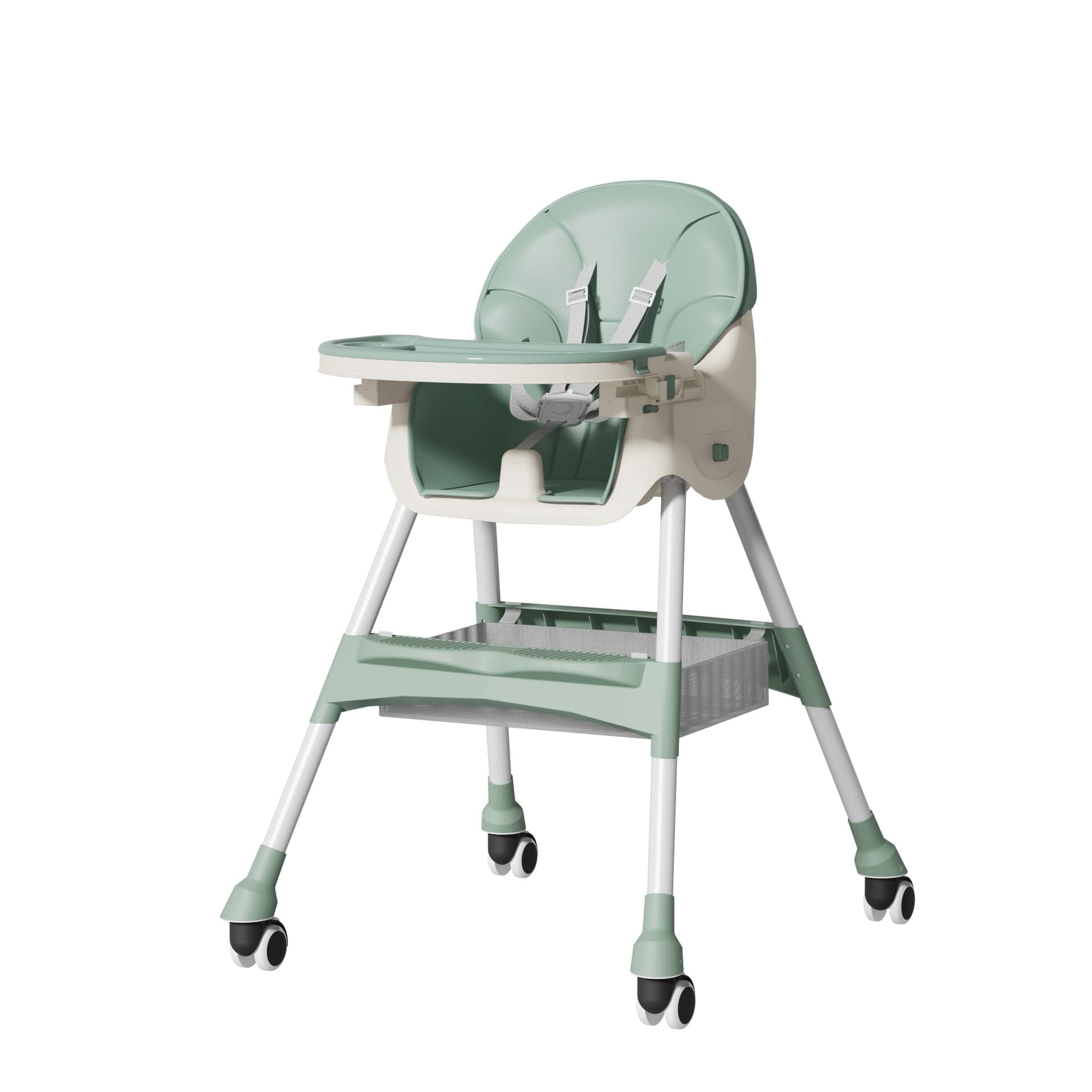 Stroller five-point harness with woven polyester webbing